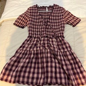 American Eagle Outfitters Plaid Mini Dress - Purple and Pink